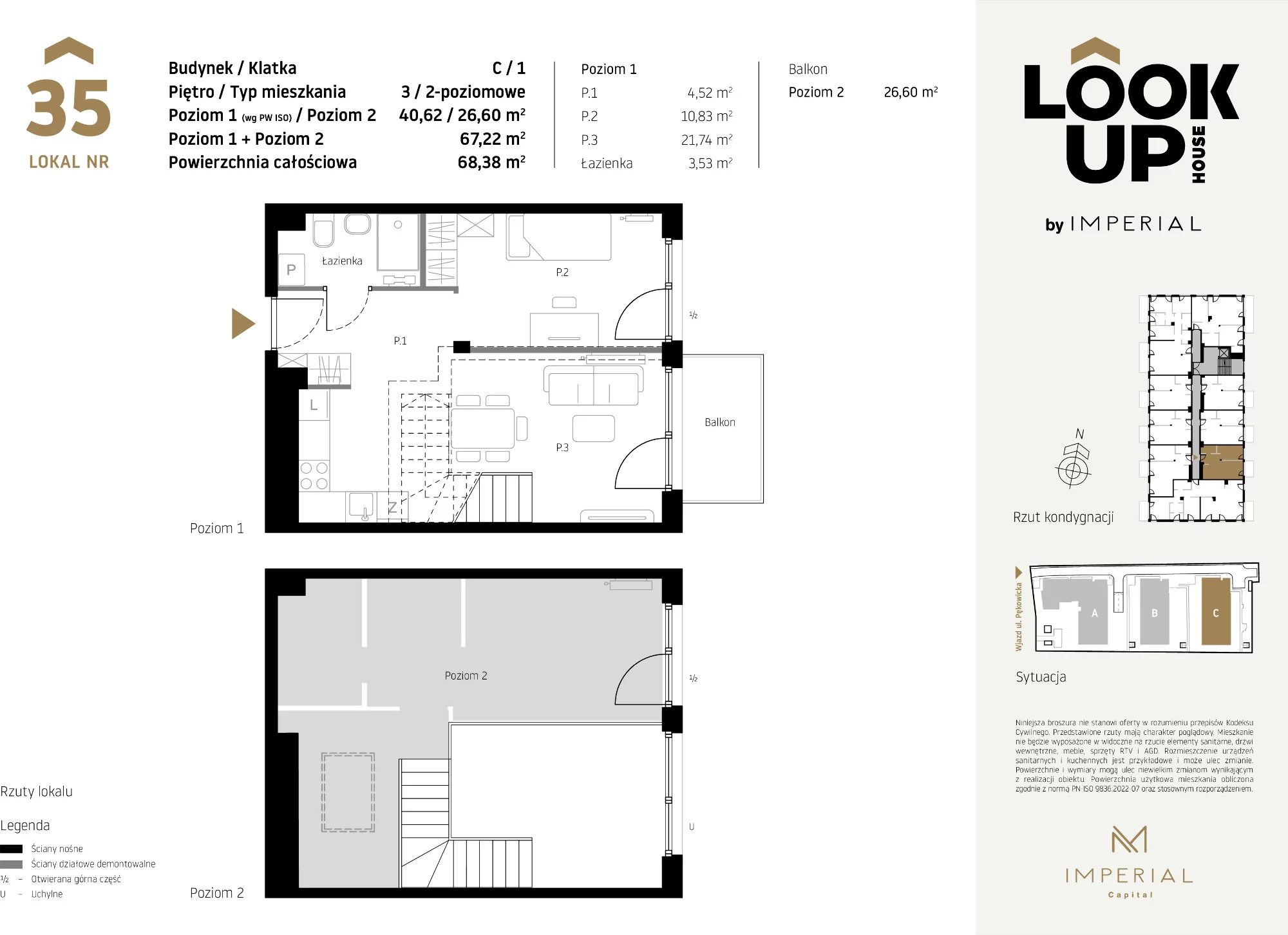 Mieszkanie 67,22 m², piętro 3, oferta nr C35, LOOK UP House, Kraków, Prądnik Biały, ul. Pękowicka