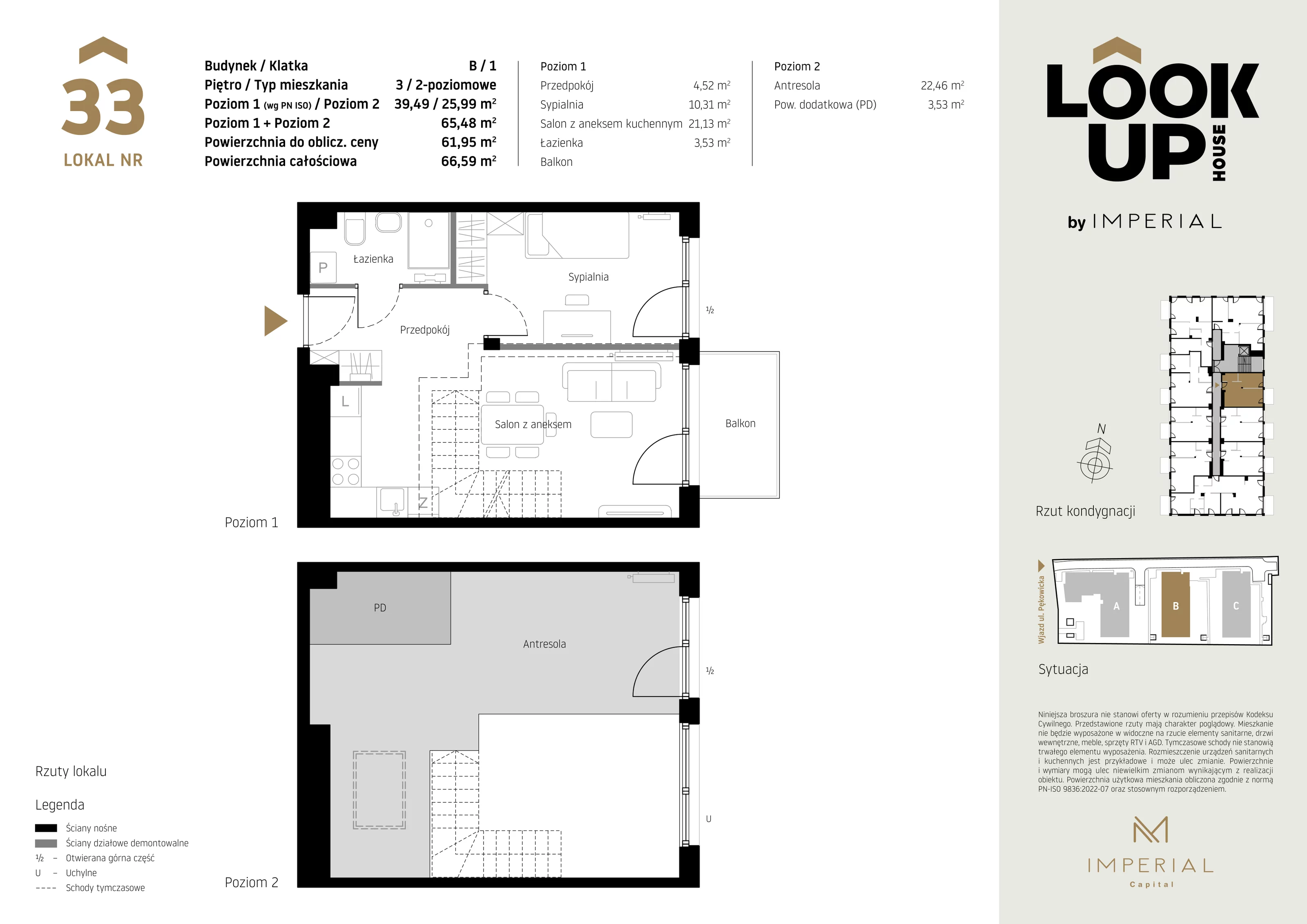 Mieszkanie 65,54 m², piętro 3, oferta nr B33, LOOK UP House, Kraków, Prądnik Biały, ul. Pękowicka