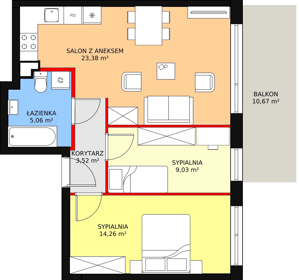 3 pokoje, mieszkanie 55,20 m², piętro 1, oferta nr A10, Stawowa Residence V, Kraków, Prądnik Biały, Bronowice Wielkie, ul. Stawowa