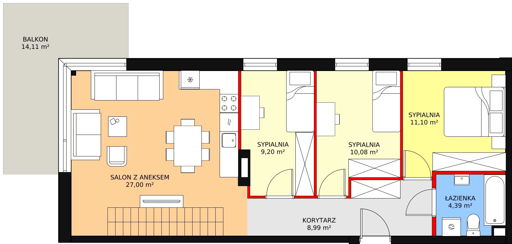 4 pokoje, mieszkanie 73,55 m², piętro 2, oferta nr A18, Stawowa Residence V, Kraków, Prądnik Biały, Bronowice Wielkie, ul. Stawowa