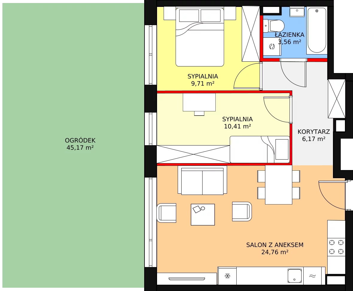 3 pokoje, mieszkanie 54,85 m², parter, oferta nr B21, Stawowa Residence V, Kraków, Prądnik Biały, Bronowice Wielkie, ul. Stawowa