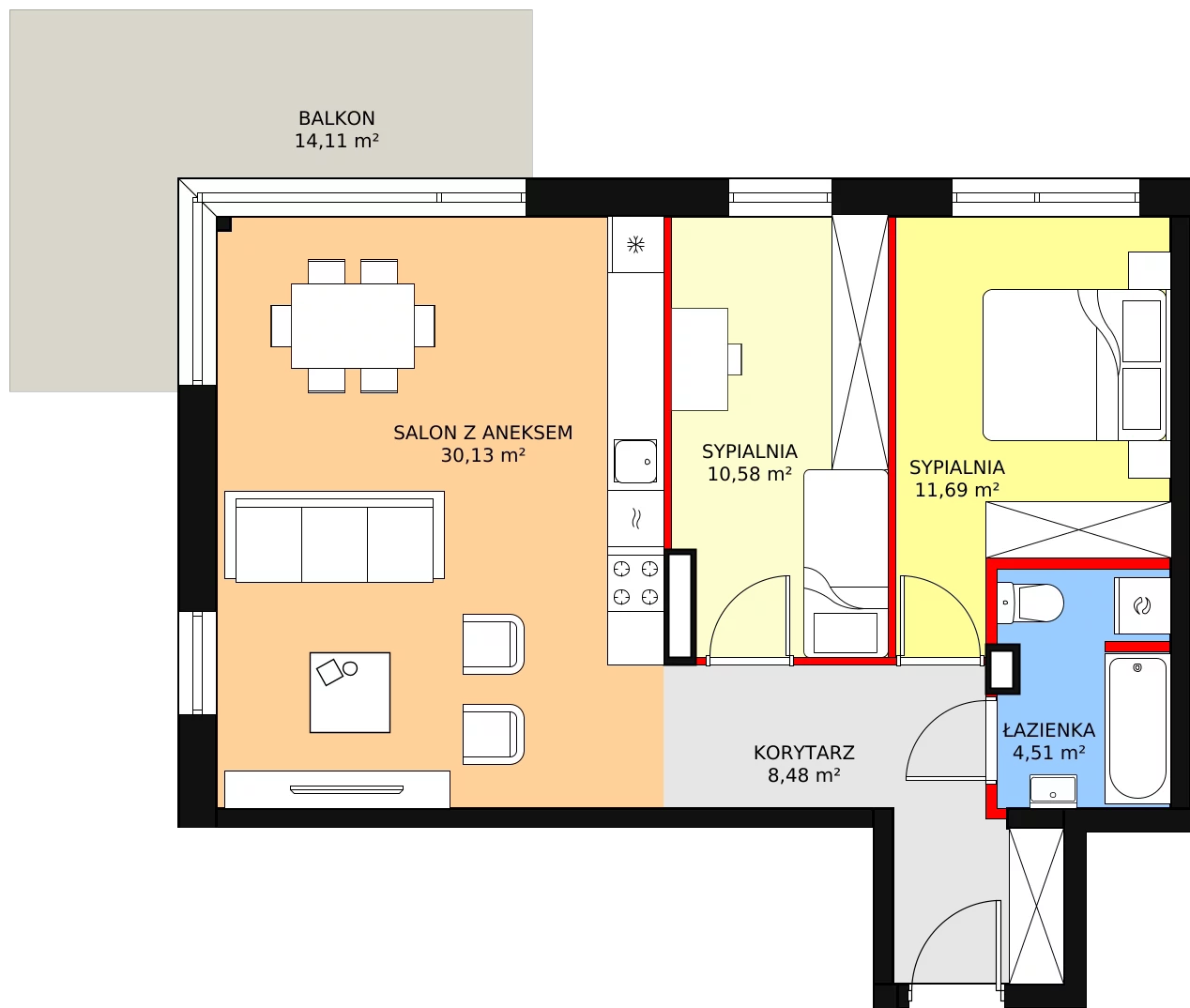 Apartament 65,38 m², piętro 1, oferta nr B25, Stawowa Residence V, Kraków, Prądnik Biały, Bronowice Wielkie, ul. Stawowa