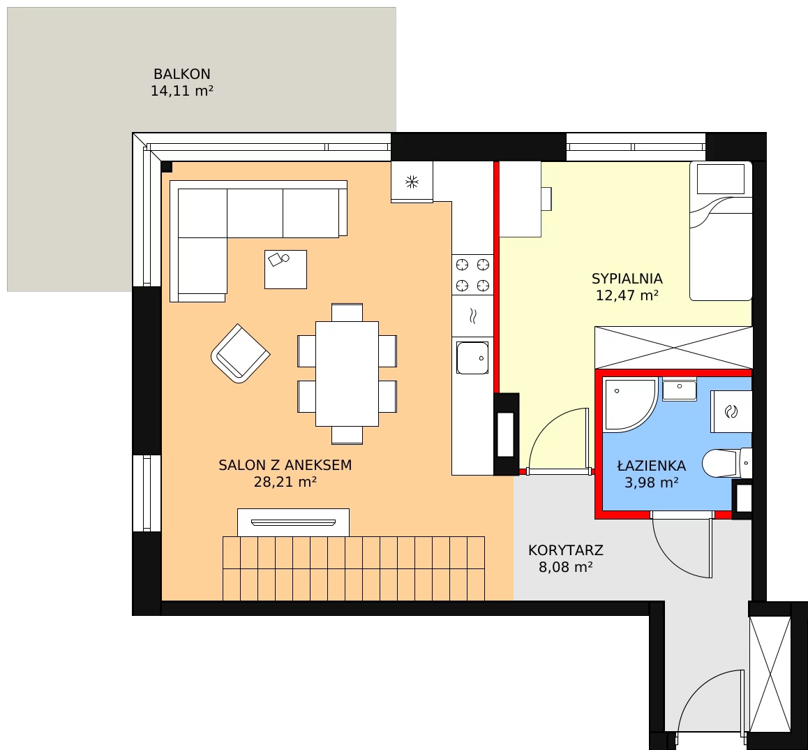 Apartament 55,32 m², piętro 2, oferta nr B30, Stawowa Residence V, Kraków, Prądnik Biały, Bronowice Wielkie, ul. Stawowa