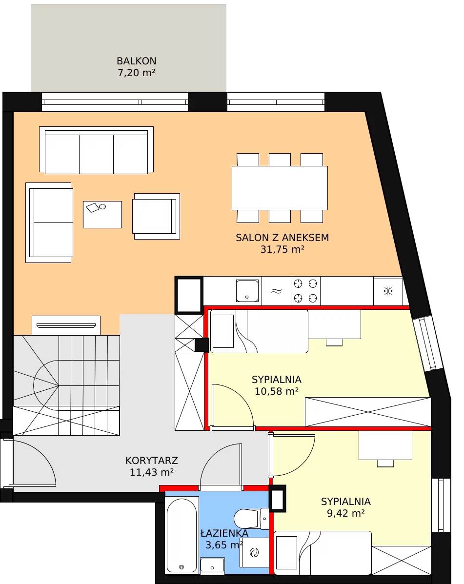 Apartament 70,09 m², piętro 2, oferta nr B32, Stawowa Residence V, Kraków, Prądnik Biały, Bronowice Wielkie, ul. Stawowa