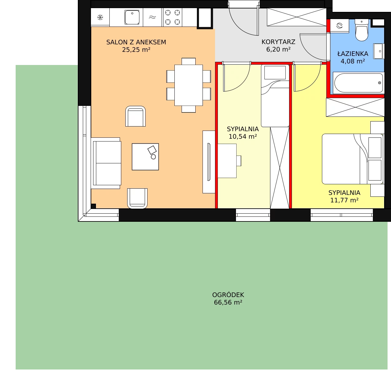 Apartament 57,77 m², parter, oferta nr C38, Stawowa Residence V, Kraków, Prądnik Biały, Bronowice Wielkie, ul. Stawowa