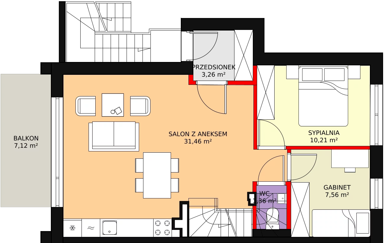 Mieszkanie 98,87 m², piętro 1, oferta nr B10M20, Green Park Villa, Kraków, Bronowice, Bronowice Małe, ul. Truszkowskiego