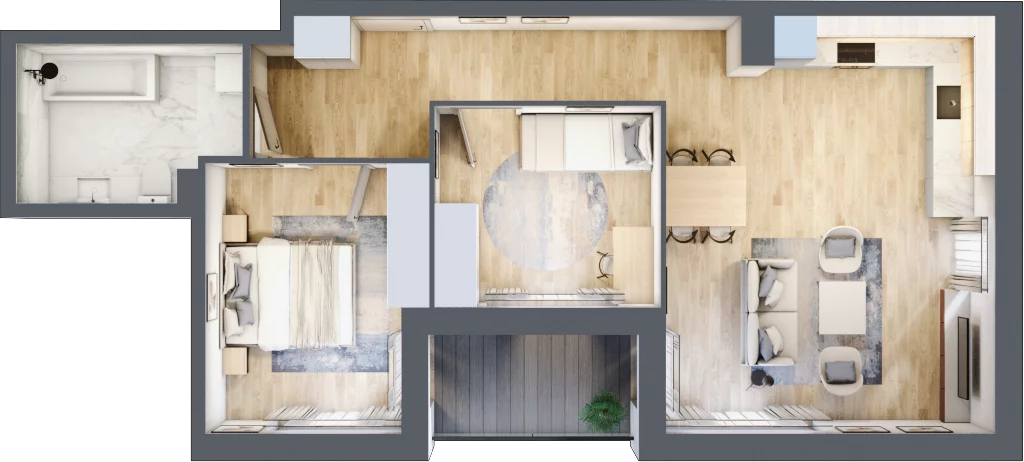 3 pokoje, apartament 64,28 m², piętro 1, oferta nr 1, Kobi House, Kraków, Dębniki, Ruczaj, ul. Kobierzyńska 124