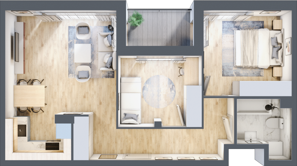 Mieszkanie 57,61 m², piętro 1, oferta nr 4, Kobi House, Kraków, Dębniki, Ruczaj, ul. Kobierzyńska 124