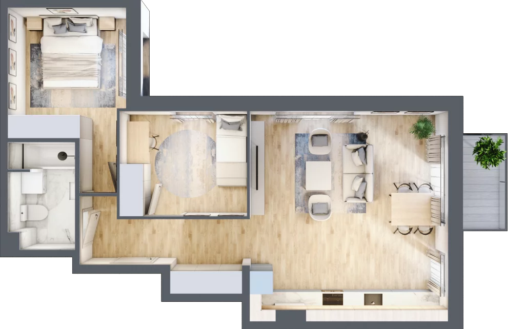 3 pokoje, apartament 61,09 m², piętro 1, oferta nr 11, Kobi House, Kraków, Dębniki, Ruczaj, ul. Kobierzyńska 124