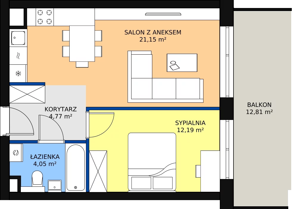 Zalety mieszkania 43.35 m², 39
