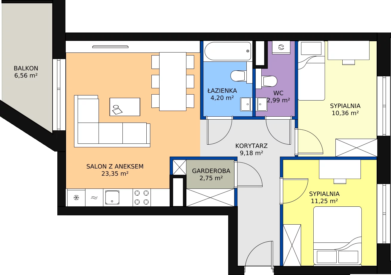 Zalety mieszkania 66.11 m², 45