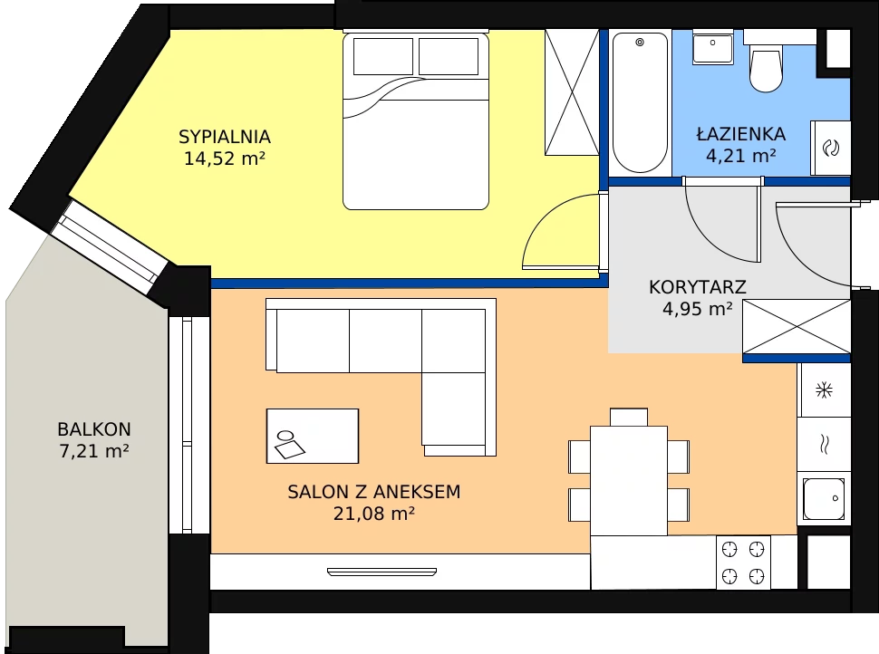 Zalety mieszkania 45.84 m², 53