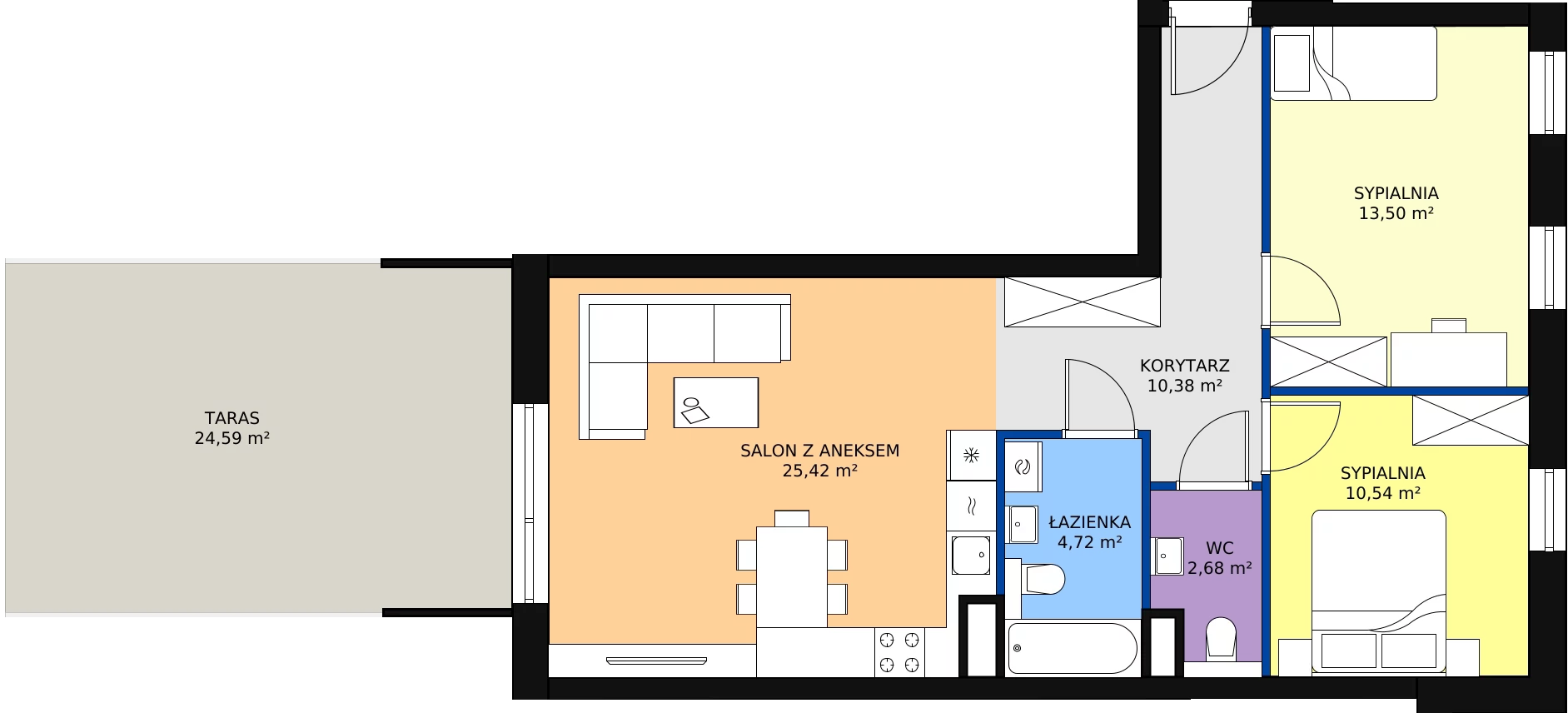 Zalety mieszkania 67.42 m², 54