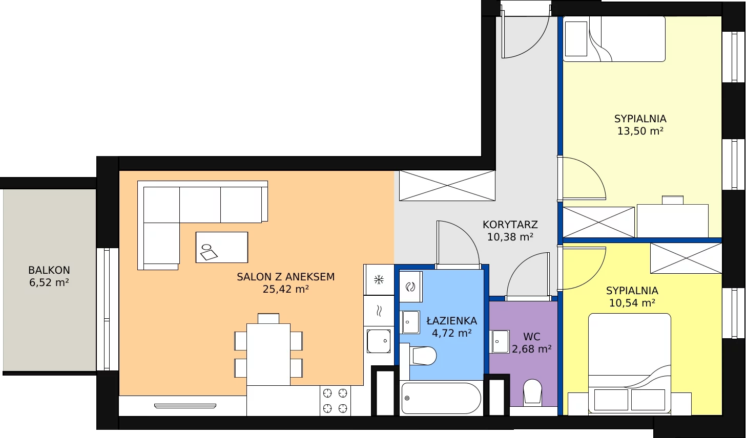 Zalety mieszkania 69.31 m², 58
