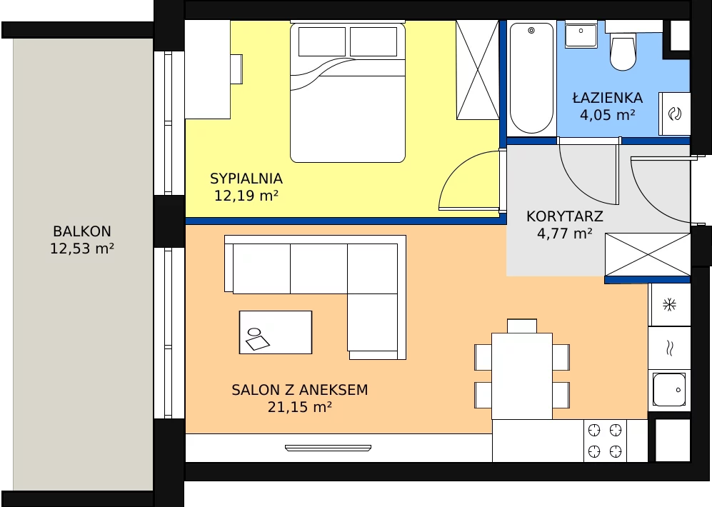 Zalety mieszkania 43.35 m², 59