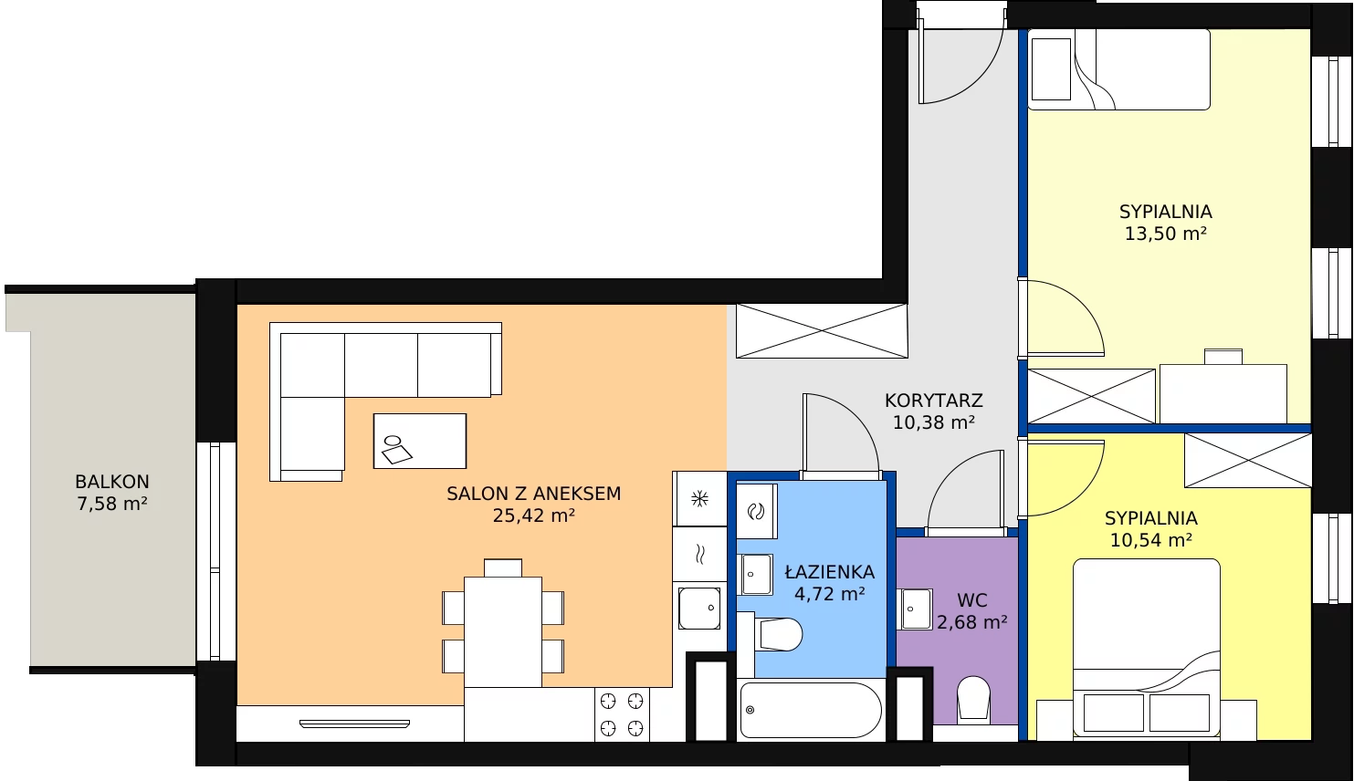 Zalety mieszkania 69.31 m², 62