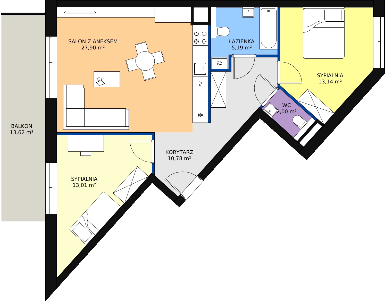Zalety mieszkania 73.62 m², 69