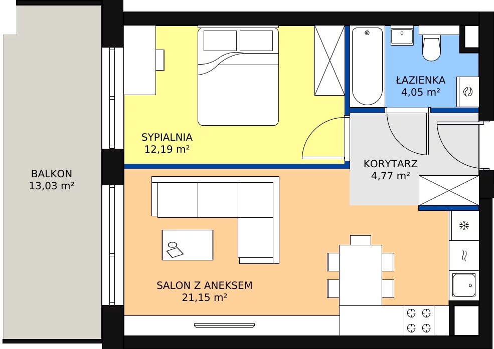 Zalety mieszkania 43.35 m², 71
