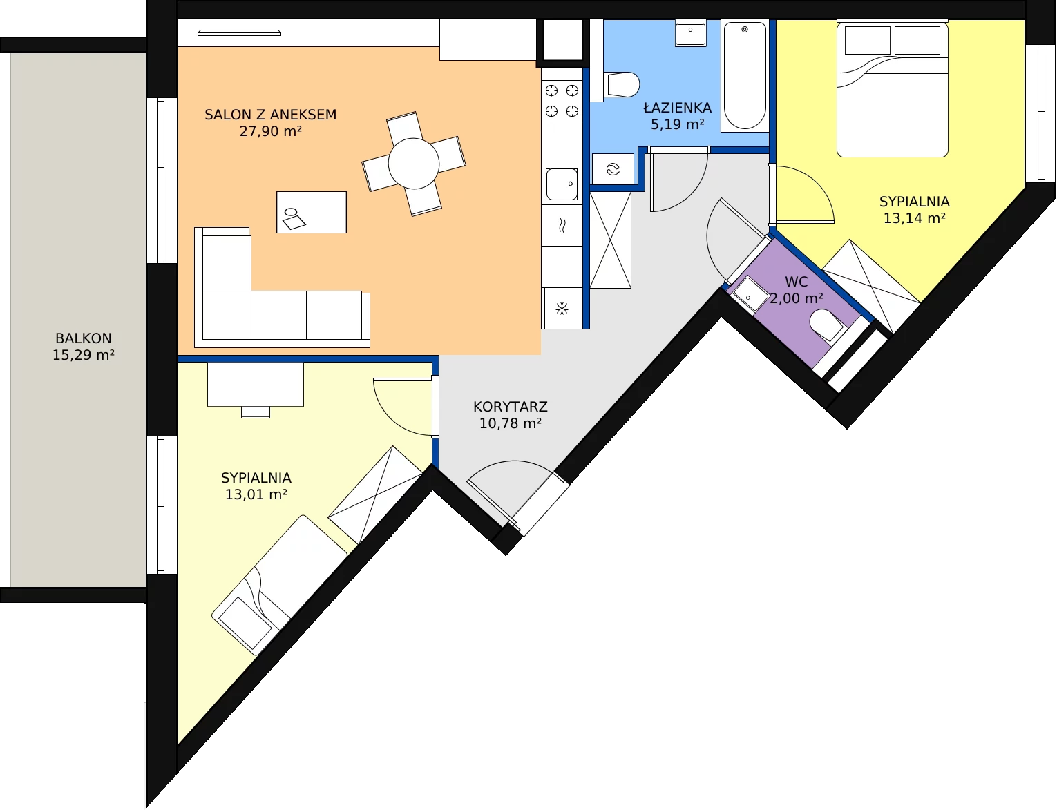 Zalety mieszkania 73.62 m², 73