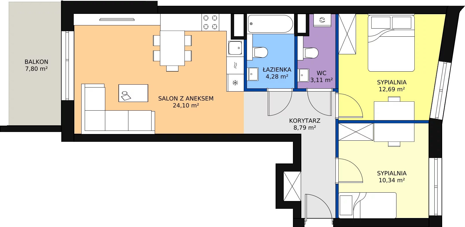 Zalety mieszkania 63.45 m², 82