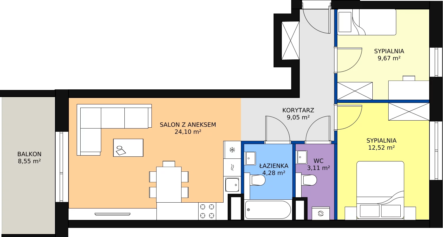 Zalety mieszkania 64.42 m², 83