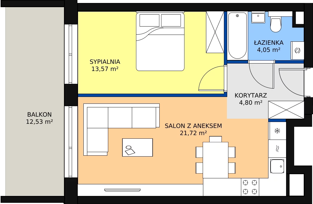 Zalety mieszkania 45.27 m², 84
