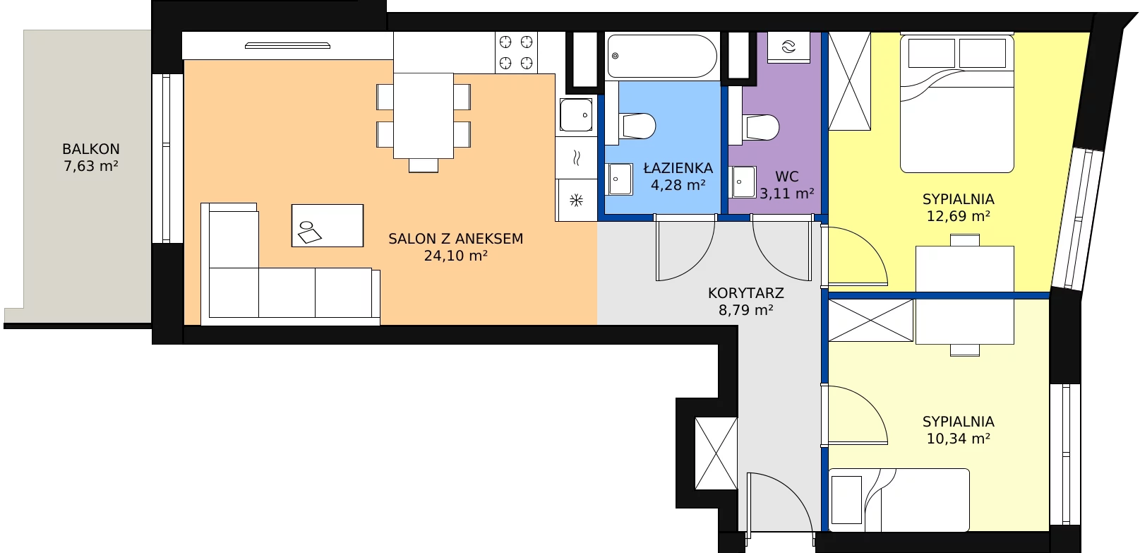 Zalety mieszkania 65.46 m², 87