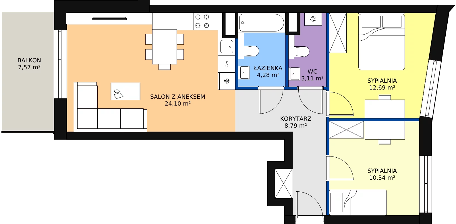 Zalety mieszkania 65.46 m², 92