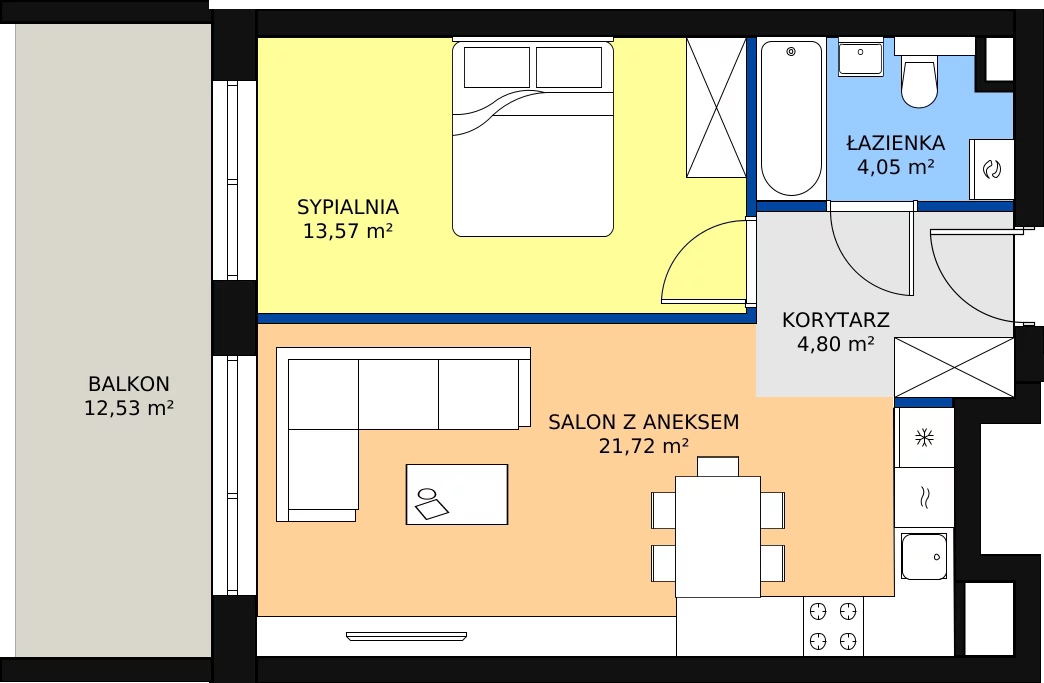 Zalety mieszkania 45.27 m², 94