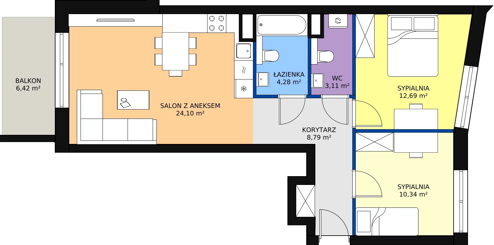 Zalety mieszkania 65.46 m², 97