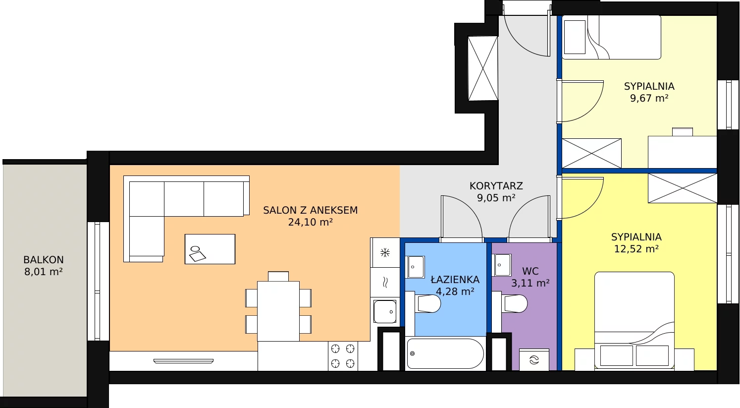 Zalety mieszkania 64.42 m², 98