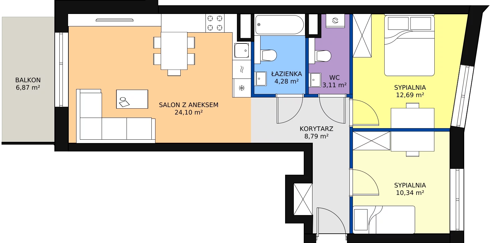 Zalety mieszkania 65.46 m², 102