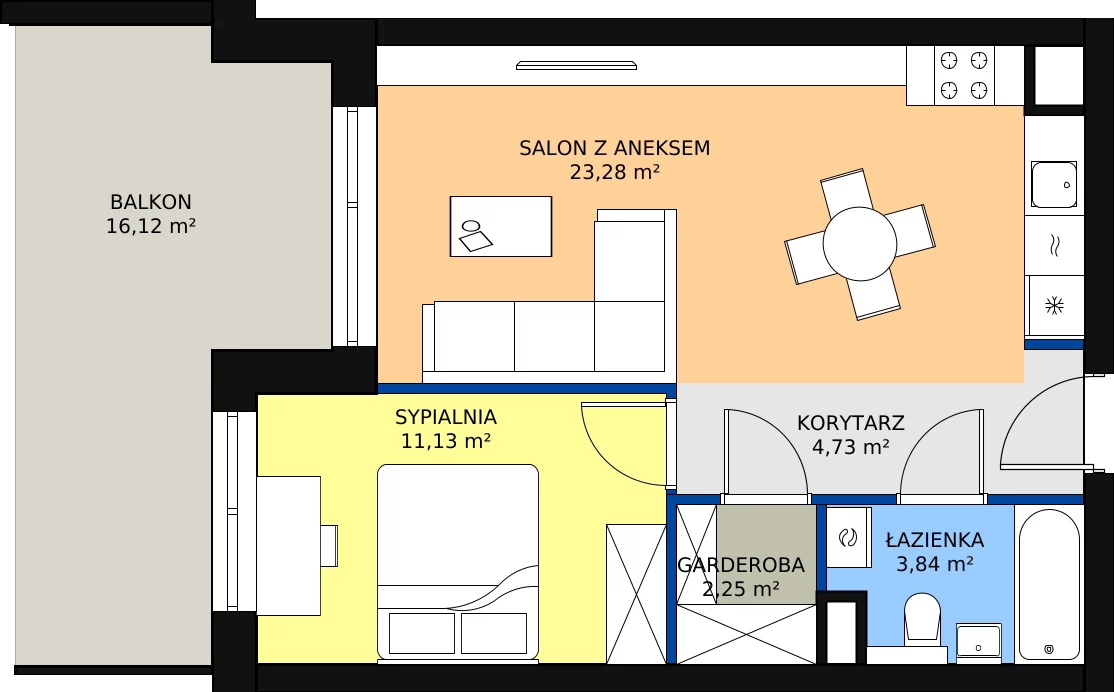 Zalety mieszkania 45.38 m², 110