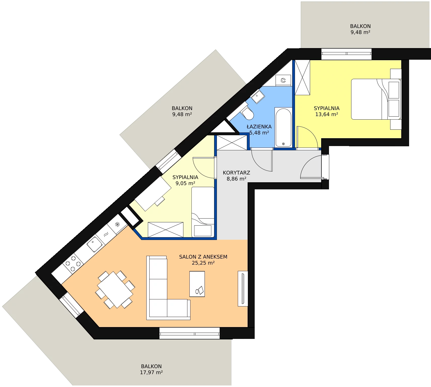Zalety mieszkania 62.46 m², 113