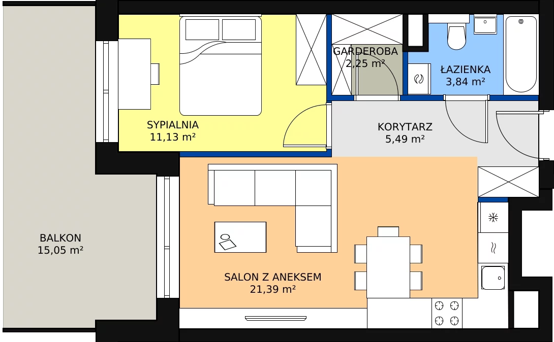 Zalety mieszkania 44.95 m², 116