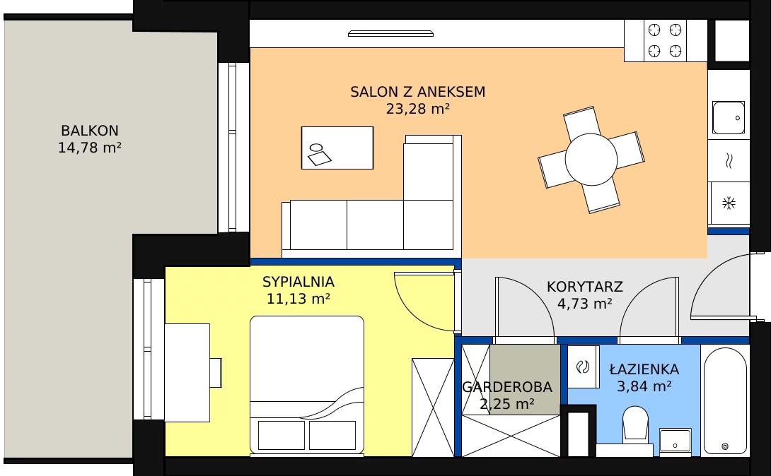 Zalety mieszkania 46.32 m², 117