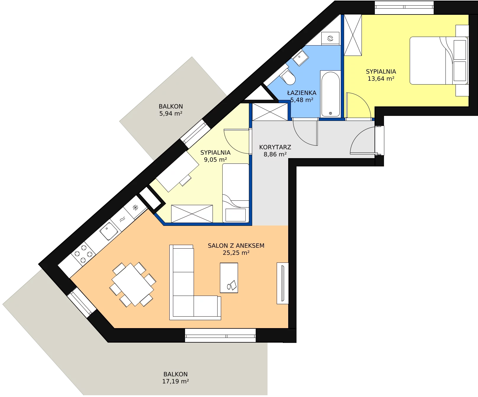 Zalety mieszkania 64.4 m², 120