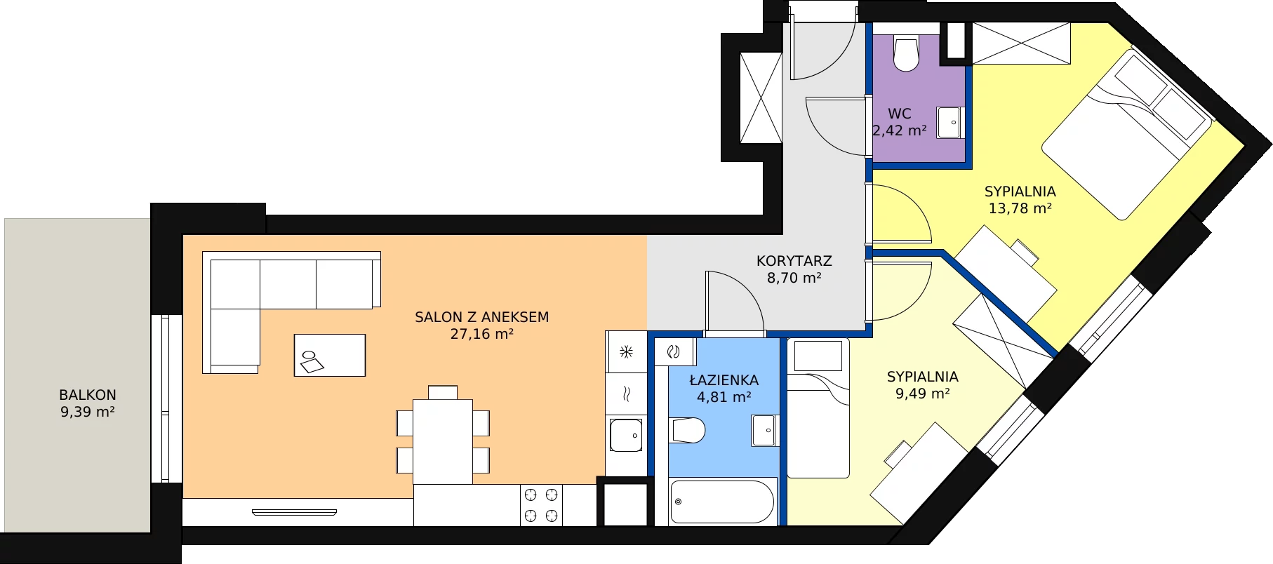 Zalety mieszkania 68.78 m², 123