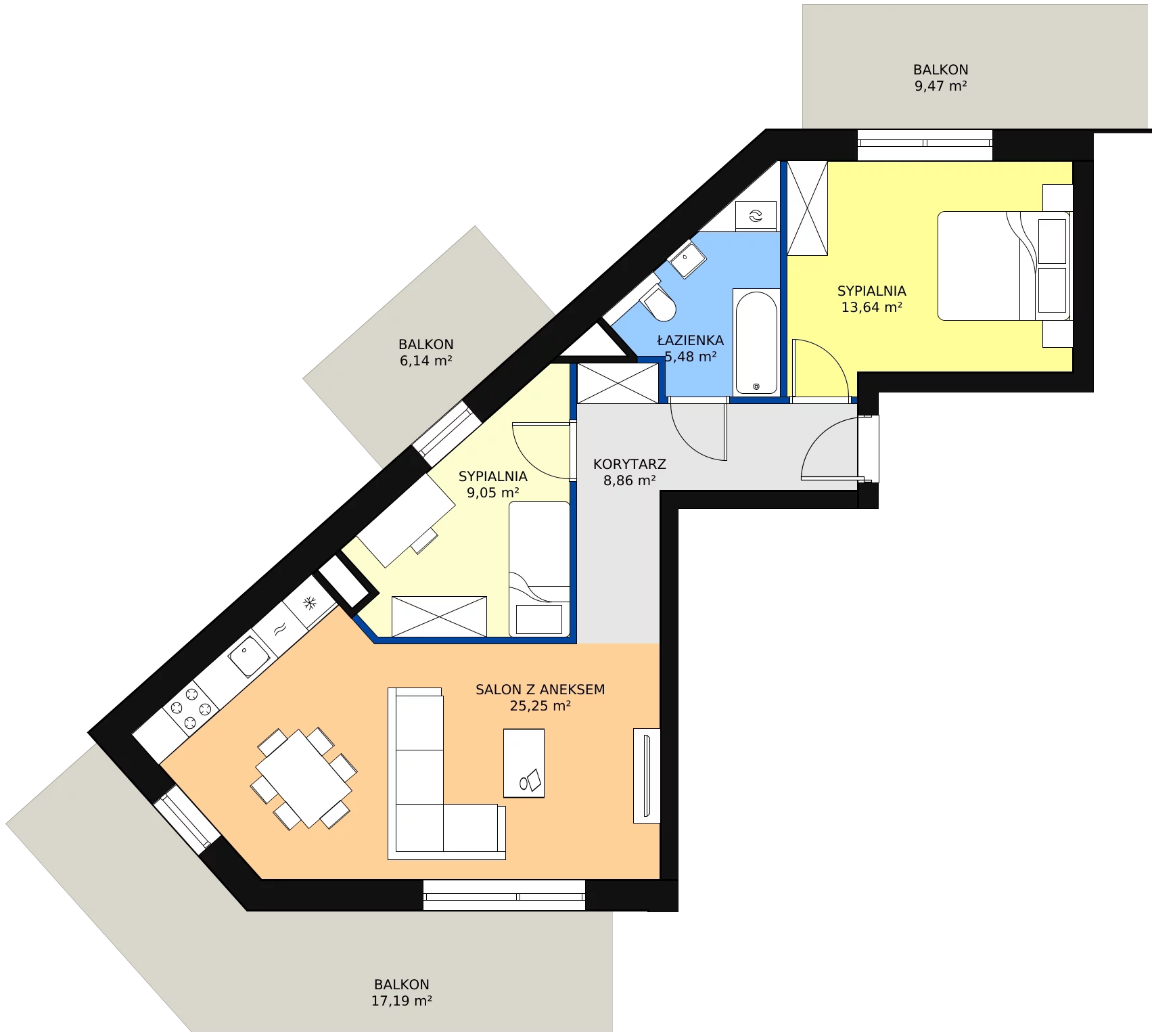 Zalety mieszkania 64.4 m², 128