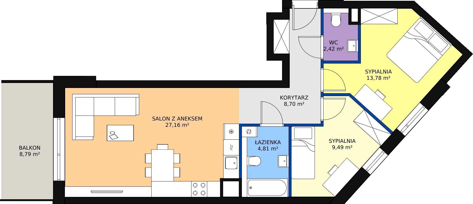 Zalety mieszkania 68.78 m², 131
