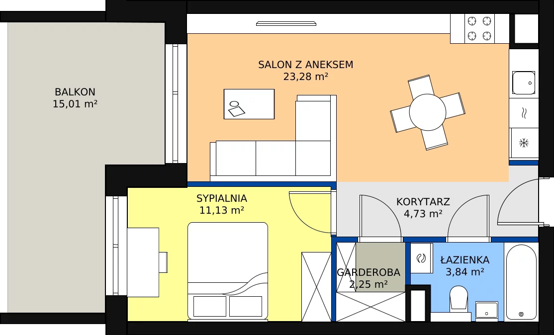 Zalety mieszkania 46.32 m², 133