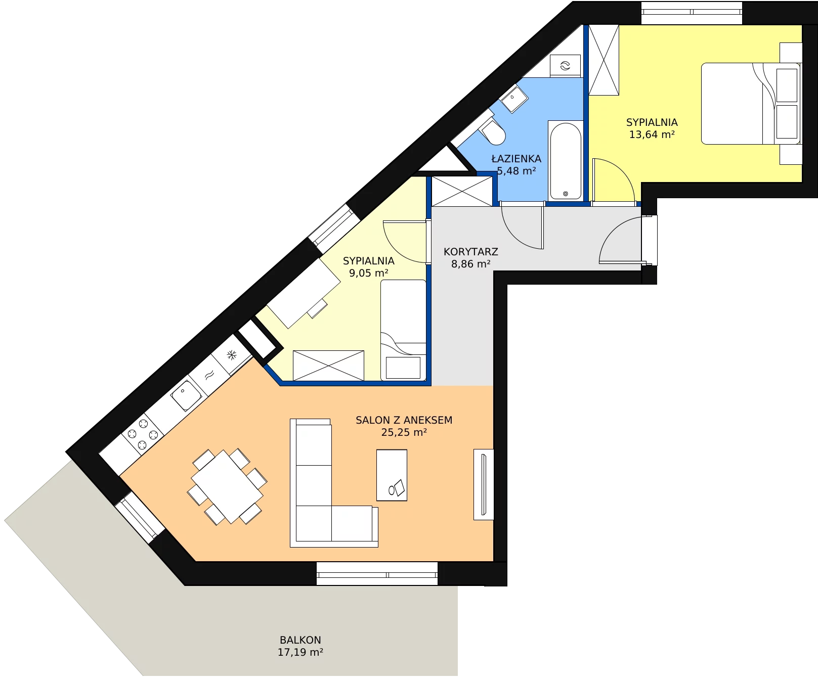 Zalety mieszkania 64.4 m², 136