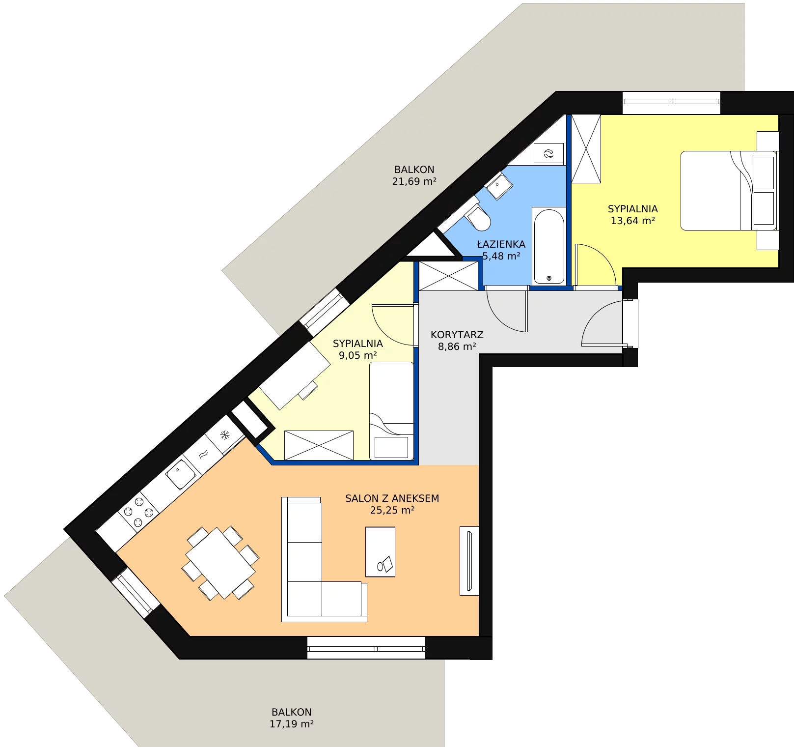 Zalety mieszkania 64.4 m², 144
