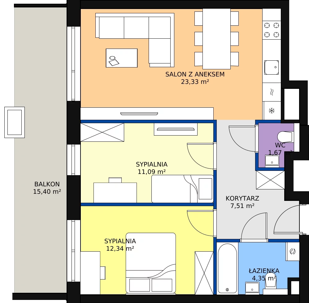 Zalety mieszkania 61.82 m², 159