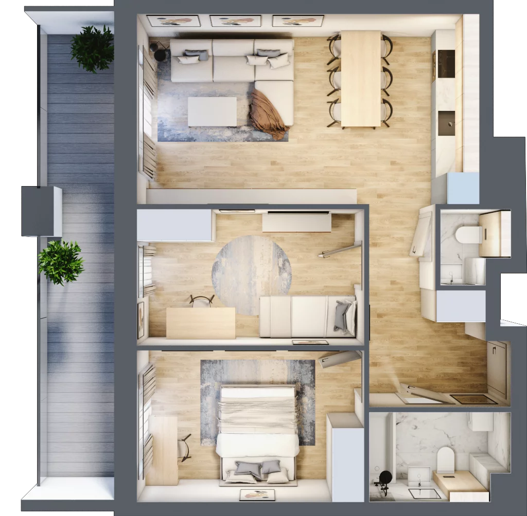 Mieszkanie 61,82 m², piętro 2, oferta nr 159, La Vie House, Kraków, Podgórze, ul. Łagiewnicka