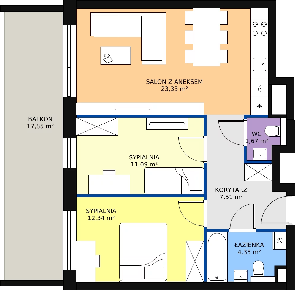 Zalety mieszkania 61.82 m², 175
