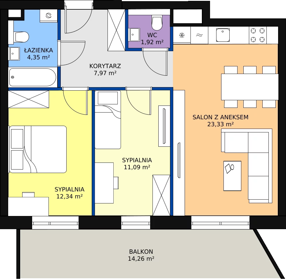 Zalety mieszkania 62.46 m², 183