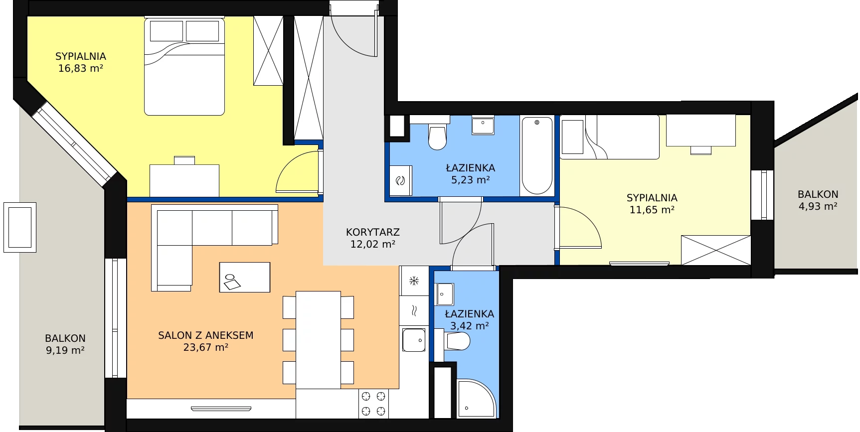 Zalety mieszkania 74.74 m², 190