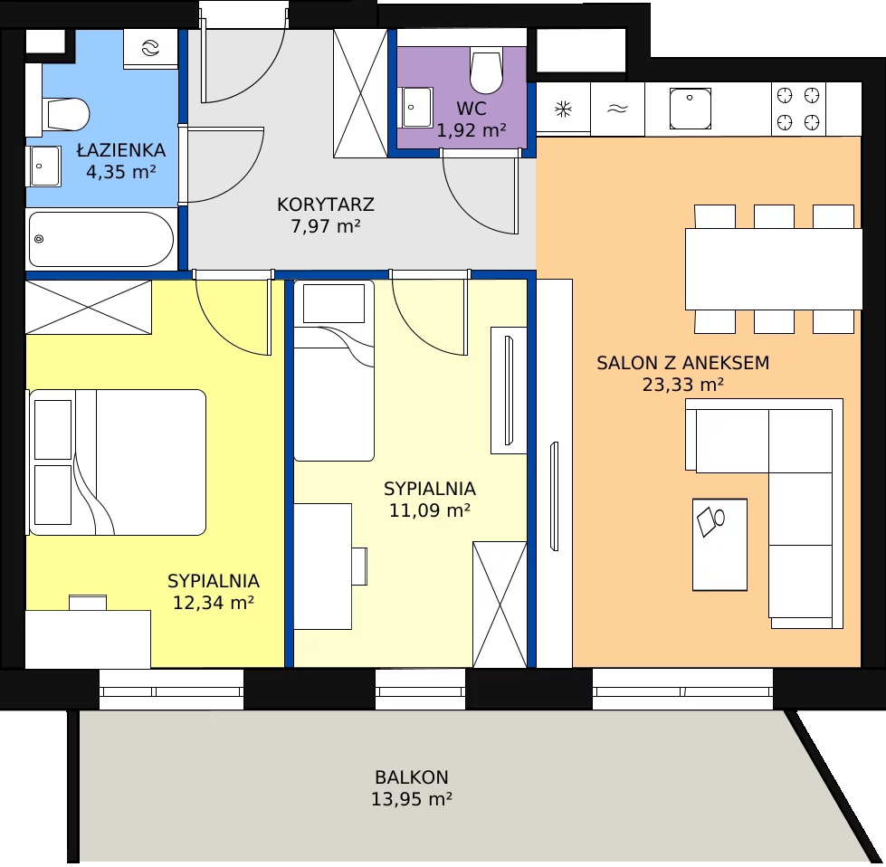 Zalety mieszkania 62.46 m², 198