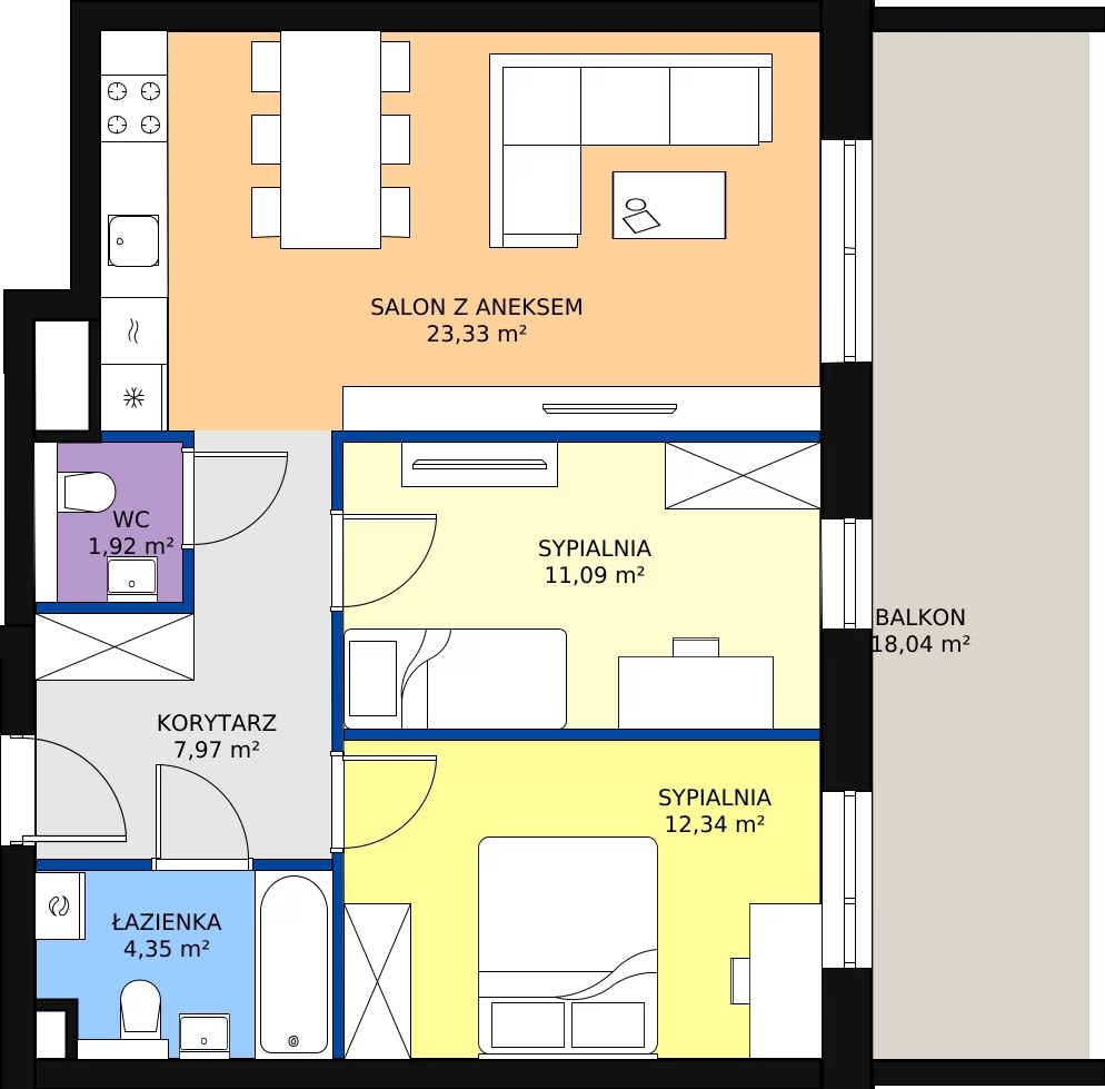 Zalety mieszkania 62.46 m², 203